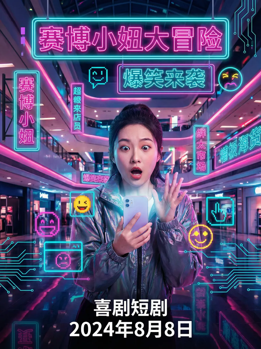 每日大赛今日大赛 搞笑喜剧短剧 - 赛博小妞大冒险海报